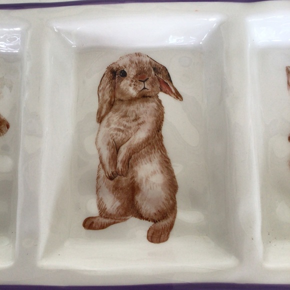 CERAMIC BUNNY SERVING TRAY NWT - Picture 3 of 9